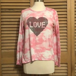 Pink and white “love” long sleeve shirt.